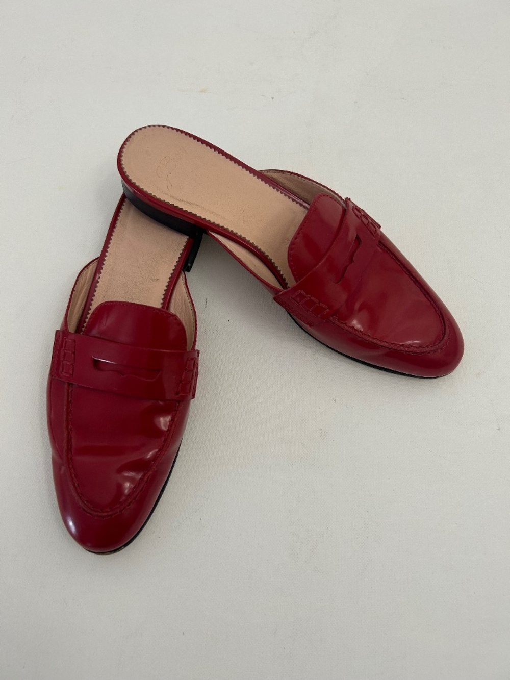 J.Crew Academy Penny Loafer Mule in cherry/apple red patent leather. size 6.5 - Picture 1 of 9